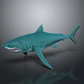 3D Green Shark Model With Open Mouth And Dark Background 3d model