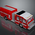 Detailed Red Fire Truck Toy Model With White Top And Cabin