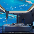Modern KTV Lounge With Ocean Theme Ceiling Projection Sofa Seating Bar Counter Modern Lighting 3d model