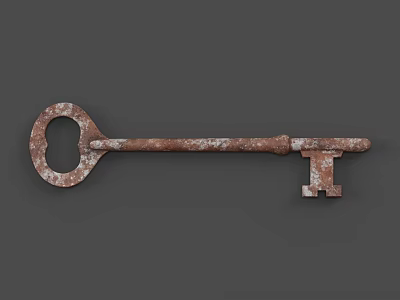 Vintage Rusty Key with Aged Rust Texture as Daily Life Essential Item 3d model