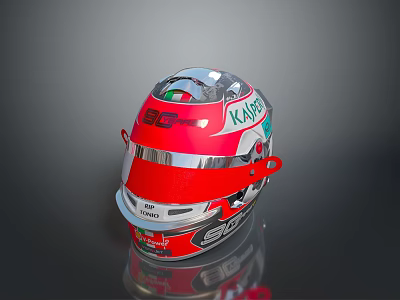 Military Weapon Helmet Featuring Red Silver Finish KAPR Logo Number 36 And Italian Flag 3d model