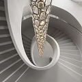 Crystal Glass Chandelier in Modern Spiral Staircase Minimalist White Space