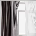 Dark And Light Textured Curtains With Sheer Layer For Home Window Decoration 3d model