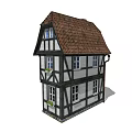 Traditional Detached House With Timber Frame Red Tiled Roof Chimney And White Walls