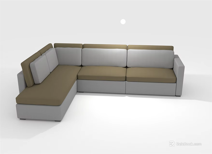Modern L-shaped Sectional Sofa with Gray and Brown Upholstery for Modern Living Room Design 3d model 