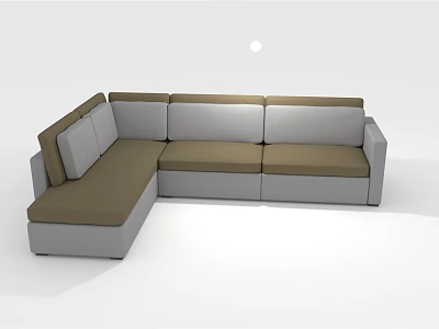 Modern L-shaped Sectional Sofa with Gray and Brown Upholstery for Modern Living Room Design 3d model