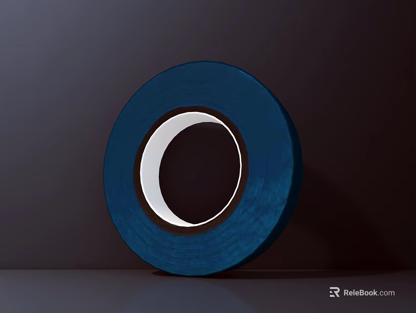 Dark Blue Circular Decorative Ornaments Set With White Inner Ring Design 3d model 