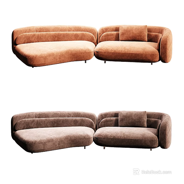 Modern Multi Seater Sectional Sofa With Curved Shape And Plush Upholstery Color Options 3d model 