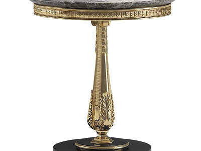 Elegant Luxury Side Table With Marble Top And Gold Carved Metal Base 3d model