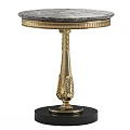 Elegant Luxury Side Table With Marble Top And Gold Carved Metal Base