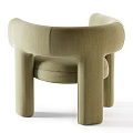 Olive Green Upholstered Accent Chair with Rounded Arms and Modern Minimalist Design