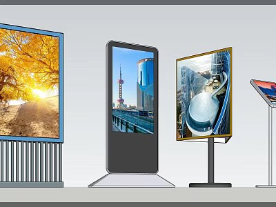Outdoor Billboards Displaying Scenic Views Urban Skylines And Contemporary Art Installations 3d model