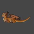Cute Orange Baby Dragon Game Movie Character With Green Eyes And Wings