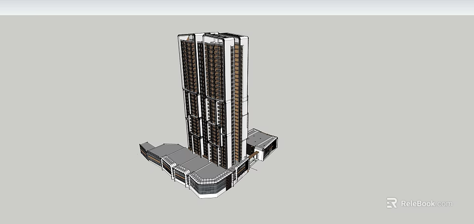 Modern High Rise Building Model With Multistory Structure And Podium Base Design 3d model 