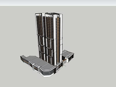 Modern High Rise Building Model With Multistory Structure And Podium Base Design 3d model