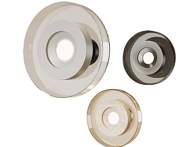 Modern Circular Wall Lamps In Silver Black And Gold With Smooth Metallic Finish 3d model