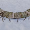 Wooden Bridge Structure With Weathered Planks Arched Design And Wooden Supports