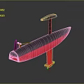Compact Modern Black And Red Watercraft With Vertical Mast And Propeller Structure