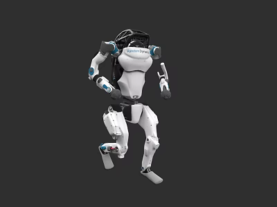 White And Blue Robot Game Movie Character With Mechanical Structure In Action Pose 3d model