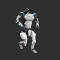 White And Blue Robot Game Movie Character With Mechanical Structure In Action Pose