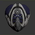 Silver And Blue Ornate Weapon With Intricate Metallic Design Details