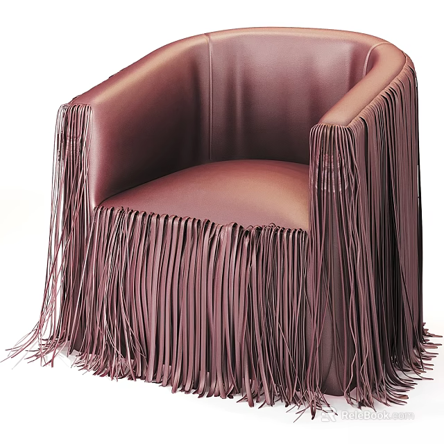 Brown Leather Leisure Chair Featuring Fringes Decoration Modern Stylish Design 3d model 