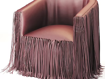 Brown Leather Leisure Chair Featuring Fringes Decoration Modern Stylish Design 3d model