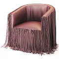 Brown Leather Leisure Chair Featuring Fringes Decoration Modern Stylish Design