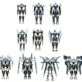 Blue And White Robot Mech Models With Various Designs And Armor Details 3d model