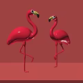 Two Red Inflatable Flamingo Decorations For Party And Event Use