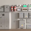 Industrial Control And Safety Equipment With Control Panels Fire Extinguishers Alarms Meters And Distribution Boxes