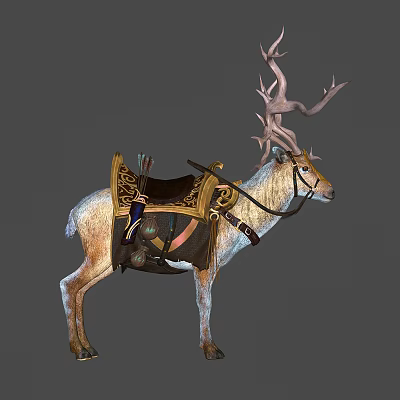 Detailed Reptile Sculpture With Ornate Saddle And Decorative Horns Design 3d model