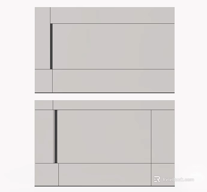 Minimalist Sofa Background Wall Design With Gray Panel And Clean Lines 3d model