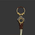 Handcrafted Leather Keychain With Gold Metal Ring And Decorative Pendant For Daily Use