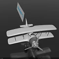 Vintage White Biplane Passenger Plane Featuring Blue Aircraft Logo And Propeller