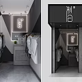 Modern Clothing Store Interior With Hanging Clothes Lighting And Entrance Signage