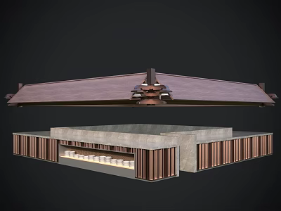 Modern Architectural Design With Sloped Roof Central Support Column And Wooden Decorative Panels 3d model