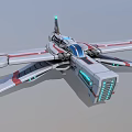 Futuristic Interstellar Spaceship Design With Glowing Blue Lights And Multiple Wings 3d model