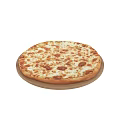 Freshly Baked Cheese Pizza in Three Different Sizes on Wooden Trays