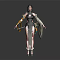 Fantasy Female Character With Mythical Creature Companion And Ornate Traditional Attire