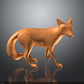 Detailed Orange Fox 3D Model in Standing Pose with Sleek Design and Reflective Surface 3d model