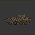 Military Armored Tank With Six Wheels Camouflage Paint Turret And Machine Gun