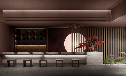 Quiet Bar, Hotel Homestay Bar, Japanese Material Bar 3d model