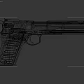 Modern Semi Automatic Pistol With Metallic Finish And Black Grip Design