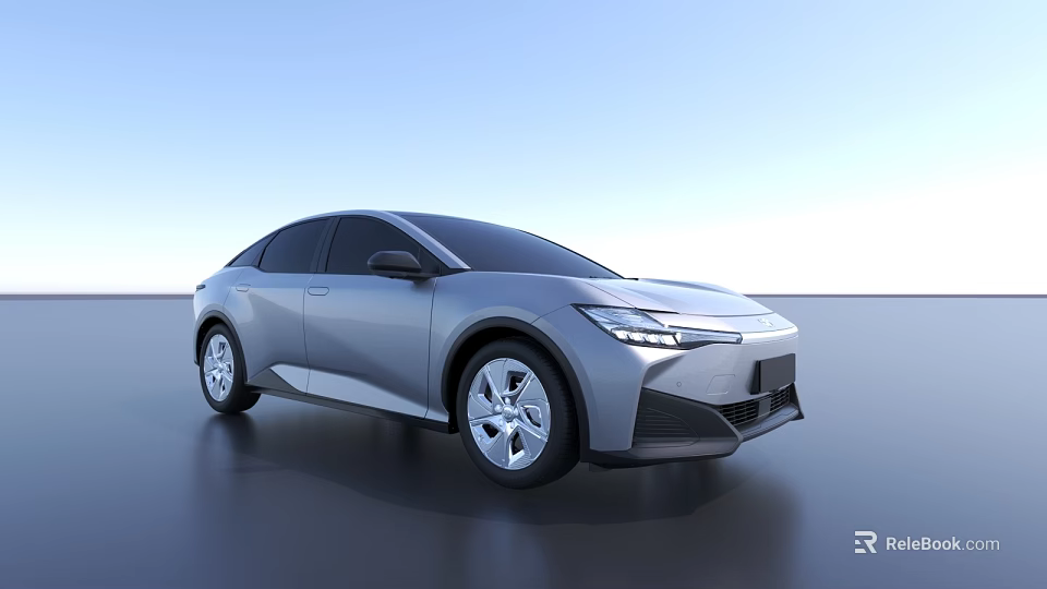 Silver Aerodynamic Electric Car with Modern Sleek Body Styling Futuristic Front Face and Alloy Wheels 3d model 