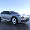 Silver Aerodynamic Electric Car with Modern Sleek Body Styling Futuristic Front Face and Alloy Wheels