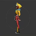 Monkey King Character With Colorful Face Paint Yellow Top Blue Scarf And Red Yellow Staff