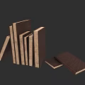 Classic Brown Cover Books Stacked Together With One Lying Flat 3d model