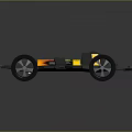 Toy Car Chassis 3D Model With Gray Frame Black Wheels Yellow Black Motor White Components