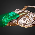 Sci Fi Device With Green Transparent Front And Metallic Mechanical Structure